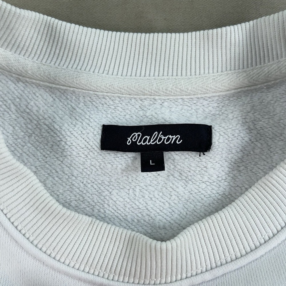 Malbon x Poggytheman Sweatshirt Mens Large White Black Golf Embroidered Crewneck - Picture 4 of 12